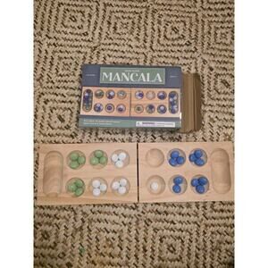 Solid Wood Mancala Board Game 2005 Target 30 Stones